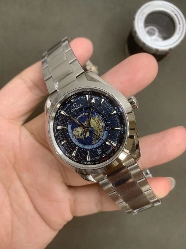 AQUA TERRA 150M GMT WORLDTIMER 43MM 1:1 BEST EDITION BLUE DIAL