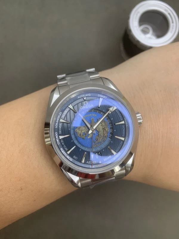 AQUA TERRA 150M GMT WORLDTIMER 43MM 1:1 BEST EDITION BLUE DIAL