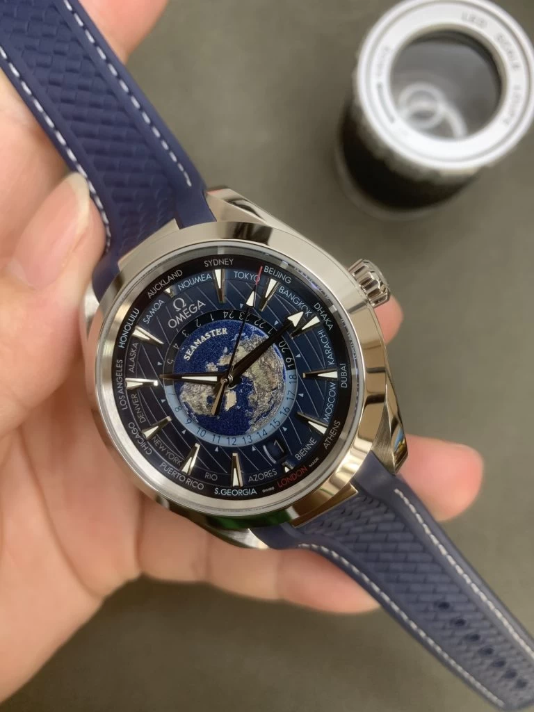 AQUA TERRA 150M GMT WORLDTIMER 43MM 1:1 BEST EDITION BLUE DIAL