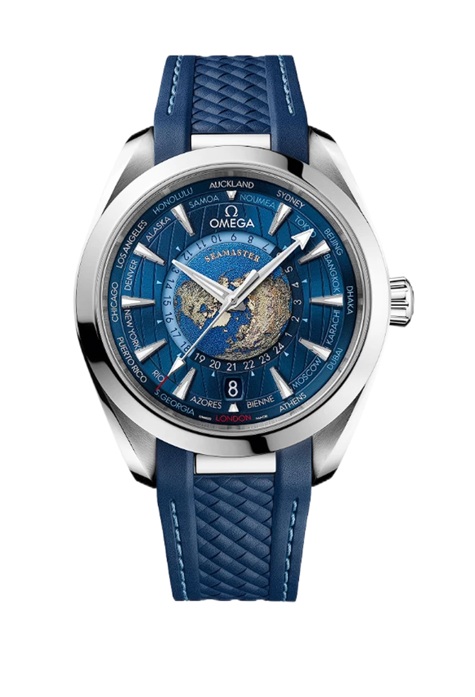 AQUA TERRA 150M GMT WORLDTIMER 43MM 1:1 BEST EDITION BLUE DIAL