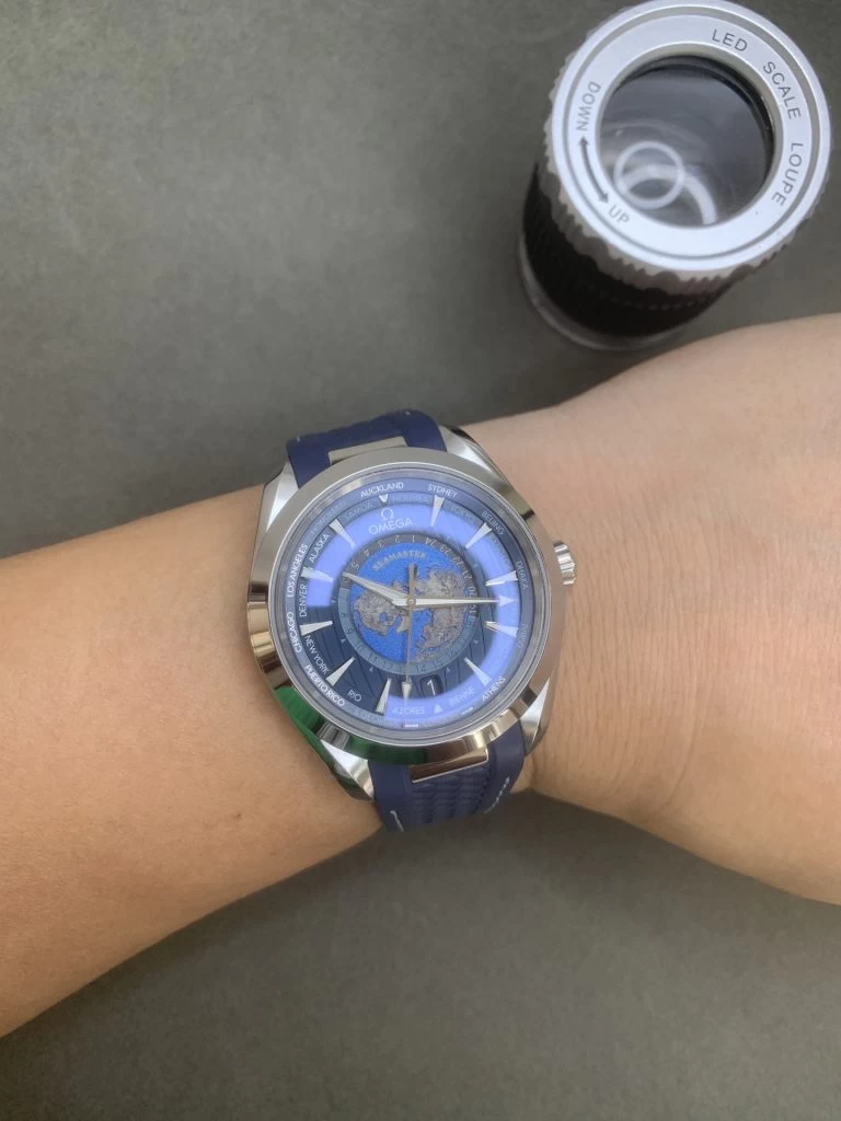 AQUA TERRA 150M GMT WORLDTIMER 43MM 1:1 BEST EDITION BLUE DIAL