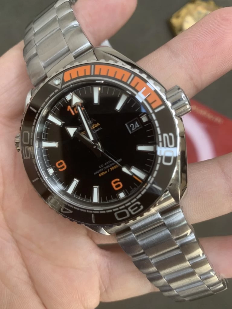 Planet Ocean 43.5mm 1:1 Best Edition Black/Orange Bezel Black Dial